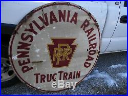 Antique Vintage Pennsylvania Railroad Truc Train Advertising Porcelaln Sign 49