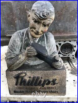 Antique Vintage Rubberoid Phillips Cobbler Advertising Figure Sign Not Enamel