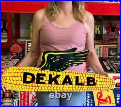 Antique Vintage Style Sign Dekalb Corn NOT Porcelain Made USA 30x12