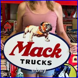 Antique Vintage Style Sign Mack Trucks Bulldog NOT Porcelain Made USA 24x18