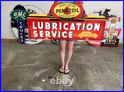 Antique Vintage Style Sign Pennzoil Lubricaiton NOT Porcelain Made in USA