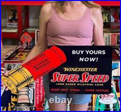 Antique Vintage Style Sign Winchester Shells Made USA NOT Porcelain 30x14