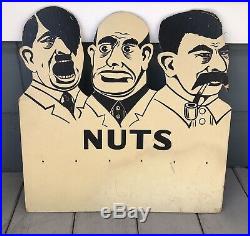 Antique Vintage WWII 1940 Hitler Mussolini Stalin Nuts Store Peanut Sign