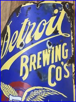 Antique Vtg 1890s DETROIT BREWING CO Curved Porcelain Beer Advertising Sign RARE