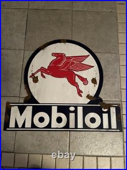 Antique style vintage look Mobiloil Pegasus dealer sales service Lollipop Sign