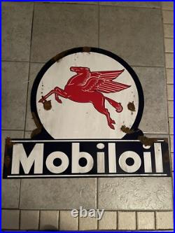 Antique style vintage look Mobiloil Pegasus dealer sales service Lollipop Sign