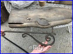 Antique/vintage Nautical Whale Trade Sign Wood Carved