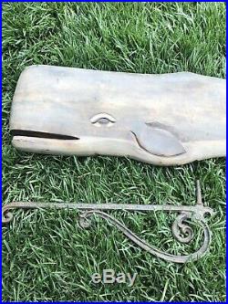 Antique/vintage Nautical Whale Trade Sign Wood Carved