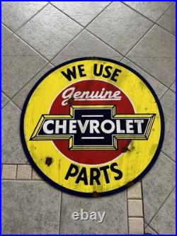 Antique -vintage Porcelain Look Chevrolet Dealer Sales Service Parts Sign