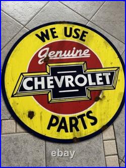 Antique -vintage Porcelain Look Chevrolet Dealer Sales Service Parts Sign