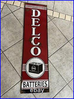 Antique -vintage look Delco Battery Dealer Sales Service Sign Original Equipment