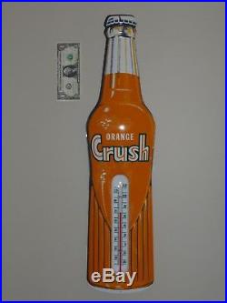 Antqe/Vtg ORANGE CRUSH Thermometer Bottle Shape sign, Near Mint, USA, 1950s, Org