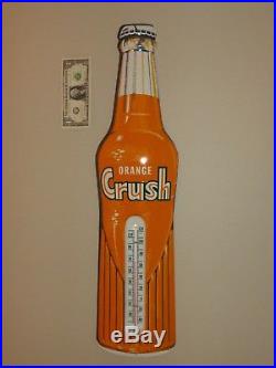 Antqe/Vtg ORANGE CRUSH Thermometer Bottle Shape sign, Near Mint, USA, 1950s, Org