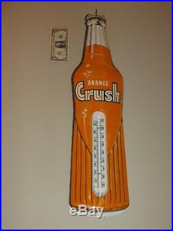 Antqe/Vtg ORANGE CRUSH Thermometer Bottle Shape sign, Near Mint, USA, 1950s, Org