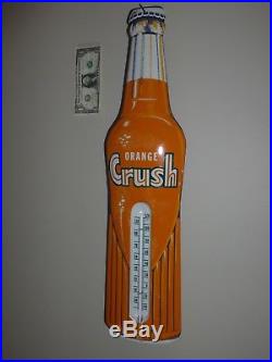 Antqe/Vtg ORANGE CRUSH Thermometer Bottle Shape sign, Near Mint, USA, 1950s, Org