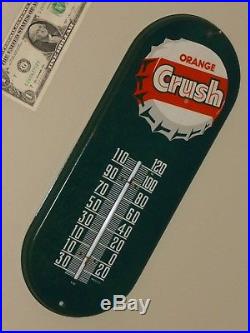 Antqe/Vtg Thermometer Sign, ORANGE CRUSH Soda Pop, N101, Rare, USA, 1930s, Green, Org