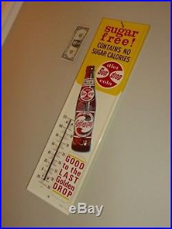 Antqe/Vtg Thermometer Sign, diet Sun drop Cola Gold-en GIRL, Rare, USA1963, Org, Mint