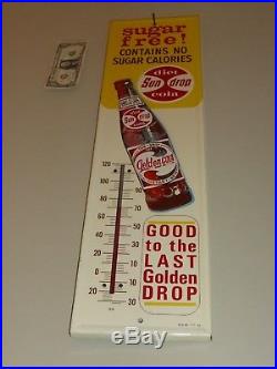 Antqe/Vtg Thermometer Sign, diet Sun drop Cola Gold-en GIRL, Rare, USA1963, Org, Mint