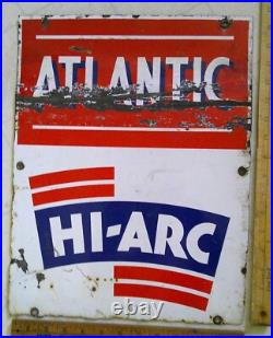 Atlantic pump plate original vintage old gas station collectible porcelain sign