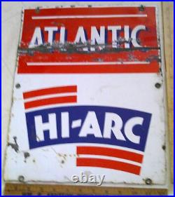 Atlantic pump plate original vintage old gas station collectible porcelain sign