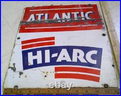 Atlantic pump plate original vintage old gas station collectible porcelain sign