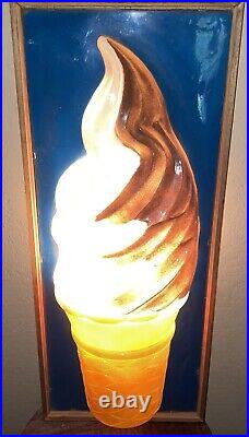 Awesome Vintage Soft Serve Ice Cream lighted advertising sign Schwan's 31 X 13