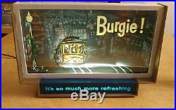 BURGIE! 3D Vintage Light Up Beer Sign Original Brewery Antique RARE ADVERTISING