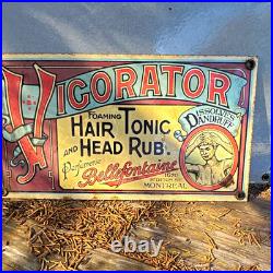 Bellefontaine Vintage Vigorator Hair Tonic & Head Rub Advertising Sign Original