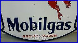 Big 2 Sided Vintage Mobilgas Pegasus Socony Vacuum Porcelain Dealer Sign