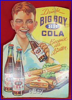 Big Boy Cola Cardboard Counter Display Advertising Sign Soda Vintage RARE