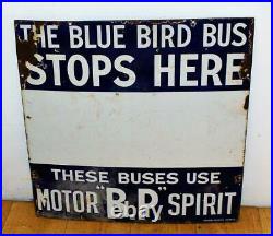 Blue Bird Bus BP enamel sign advertising decor mancave garage metal vintage anti