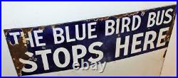 Blue Bird Bus BP enamel sign advertising decor mancave garage metal vintage anti