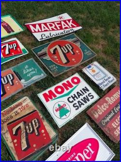 C. 1940s Original Vintage 7up Sign Metal It Likes You We Proudly Serve VERY EARLY