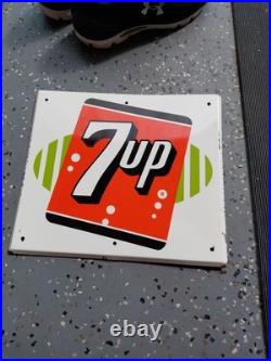 C. 1940s Original Vintage 7up Sign Metal It Likes You We Proudly Serve VERY EARLY