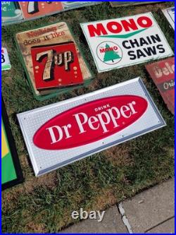 C. 1940s Original Vintage 7up Sign Metal It Likes You We Proudly Serve VERY EARLY