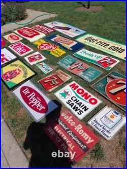 C. 1940s Original Vintage 7up Sign Metal It Likes You We Proudly Serve VERY EARLY