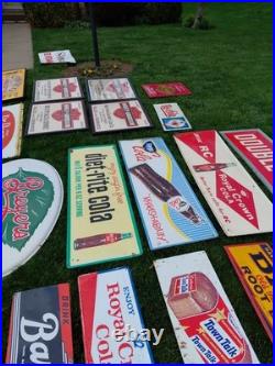 C. 1940s Original Vintage Dad's Rootbeer Sign Metal Embossed Old Fashioned Soda