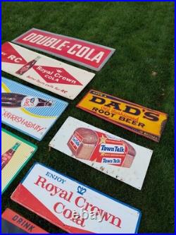 C. 1940s Original Vintage Dad's Rootbeer Sign Metal Embossed Old Fashioned Soda