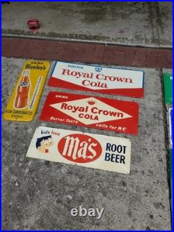 C. 1940s Original Vintage Drink Royal Crown Cola Sign Metal Embossed Nehi RC COOL