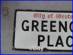 C. 1950 London England Porcelain Street Sign Westminster SW1 Vintage Original BIG