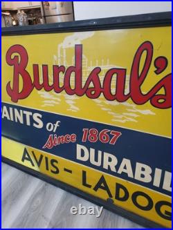 C. 1950s Original Vintage Burdsal's Paint Sign Metal Framed Durability Since 1867 C. 1950s Original Vintage Burdsal's Paint Sign Metal Framed Durability Since 1867