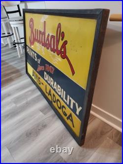 C. 1950s Original Vintage Burdsal's Paint Sign Metal Framed Durability Since 1867 C. 1950s Original Vintage Burdsal's Paint Sign Metal Framed Durability Since 1867