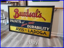 C. 1950s Original Vintage Burdsal's Paint Sign Metal Framed Durability Since 1867 C. 1950s Original Vintage Burdsal's Paint Sign Metal Framed Durability Since 1867