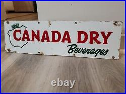 C. 1950s Original Vintage Canada Dry Beverages Sign Metal Porcelain Nehi Soda Gas