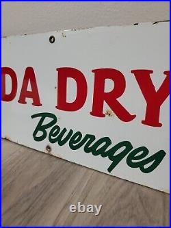 C. 1950s Original Vintage Canada Dry Beverages Sign Metal Porcelain Nehi Soda Gas