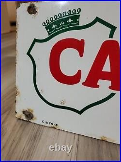 C. 1950s Original Vintage Canada Dry Beverages Sign Metal Porcelain Nehi Soda Gas