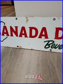 C. 1950s Original Vintage Canada Dry Beverages Sign Metal Porcelain Nehi Soda Gas