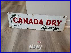 C. 1950s Original Vintage Canada Dry Beverages Sign Metal Porcelain Nehi Soda Gas