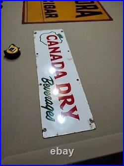 C. 1950s Original Vintage Canada Dry Beverages Sign Metal Porcelain Nehi Soda Gas