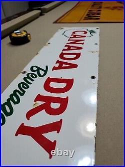 C. 1950s Original Vintage Canada Dry Beverages Sign Metal Porcelain Nehi Soda Gas